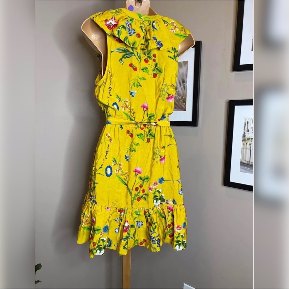 Anthropologie Maeve Floral Wrap Ruffle V Neck Mini Dress  Size S - Picture 5 of 6